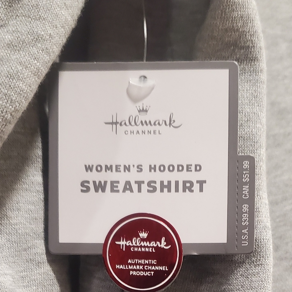 HALLMARK channel gray #1 fan nwt small/ petite womens hooded‎ sweatshirt - Picture 4 of 11